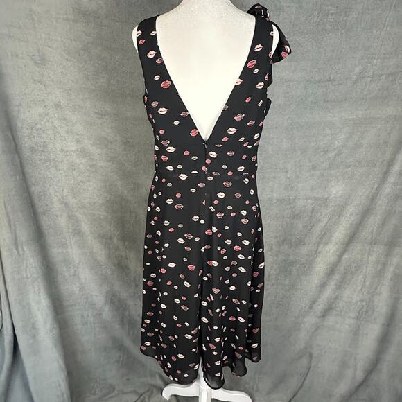 Hutch Dress Womens 10 Black Lips Sleeveless V Neck Feminine Romantic Whimsy - Picture 8 of 15